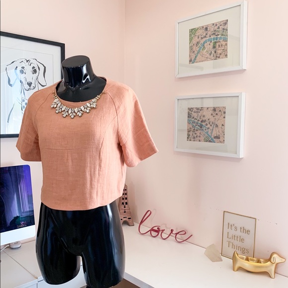 🍑 ANTHROPOLOGIE linen top w/ rhinestones - Picture 11 of 16